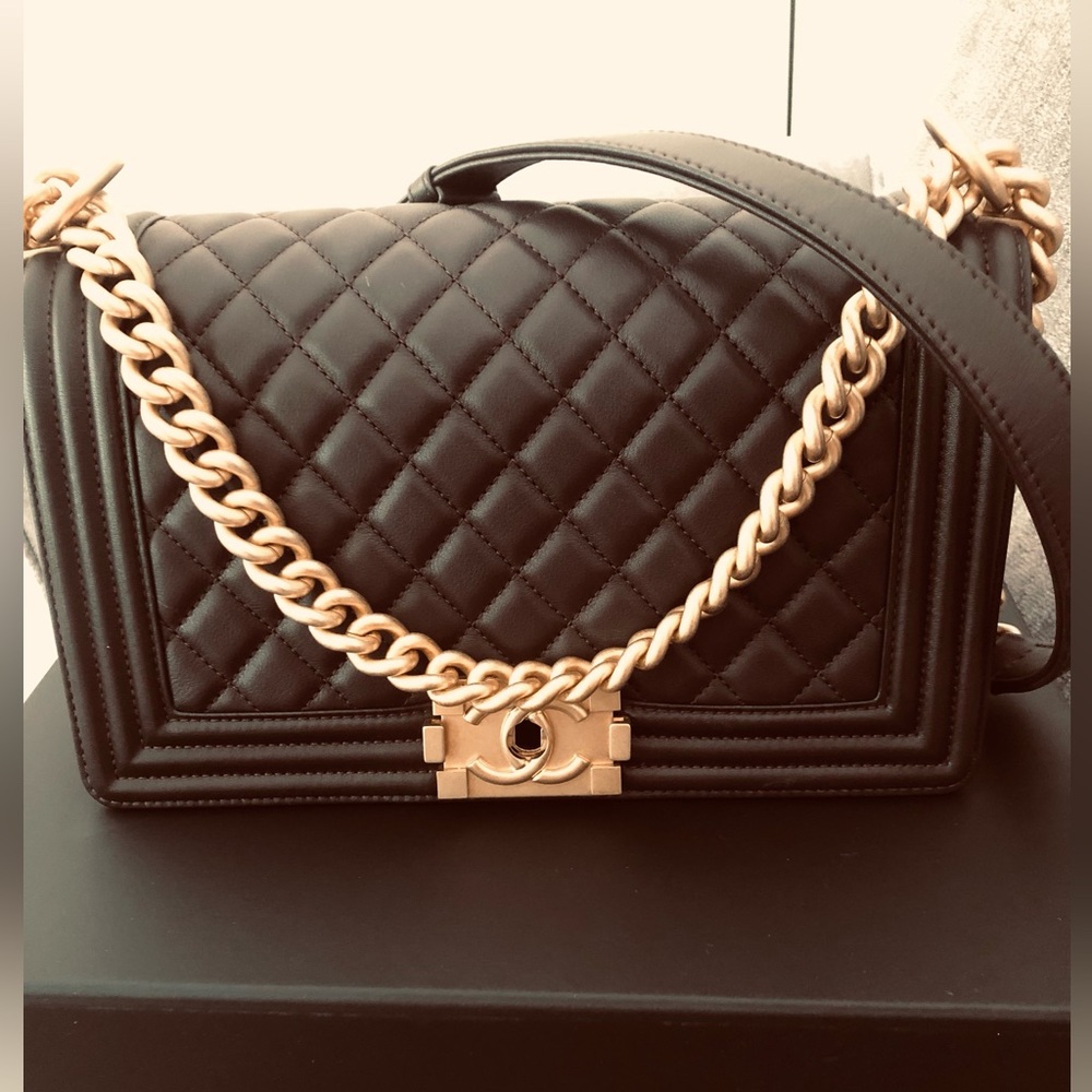 New! CHANEL Quilted Medium Boy Flap Bag with Gold Hardware